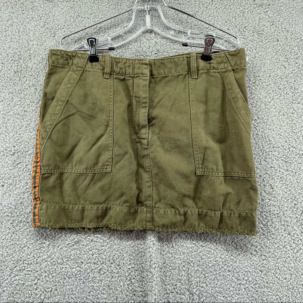 NILI LOTAN Ilona Skirt with Tape in Green/Orange/Navy Tape 10.